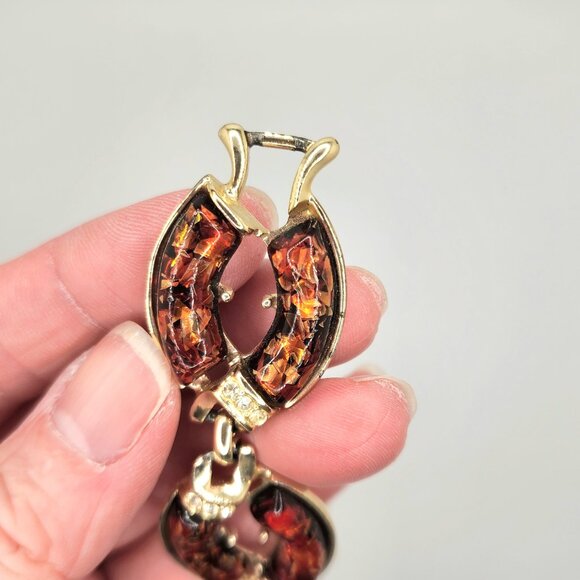 Coro Red Confetti Lucite Link Vintage Bracelet w/Fold Over Clasp - Picture 6 of 9